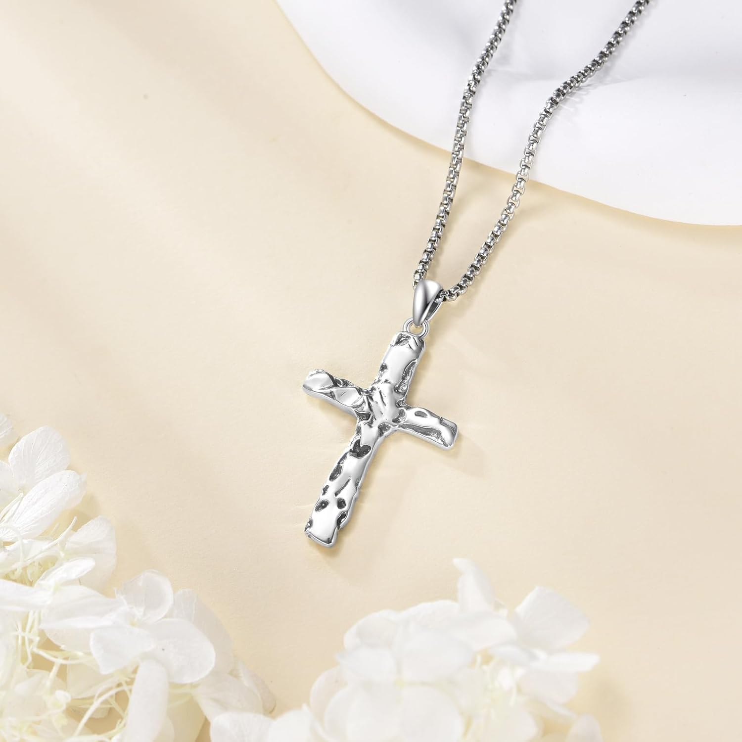 925 Sterling Silver Cross Necklace for Men & Women Crucifix Jesus/Cross Pendant with 22"+2" Stainless Steel Chain Jewelry Gift for Christmas, Father's Day, Mother's Day, Birthday-Gift Box Included - Image 2