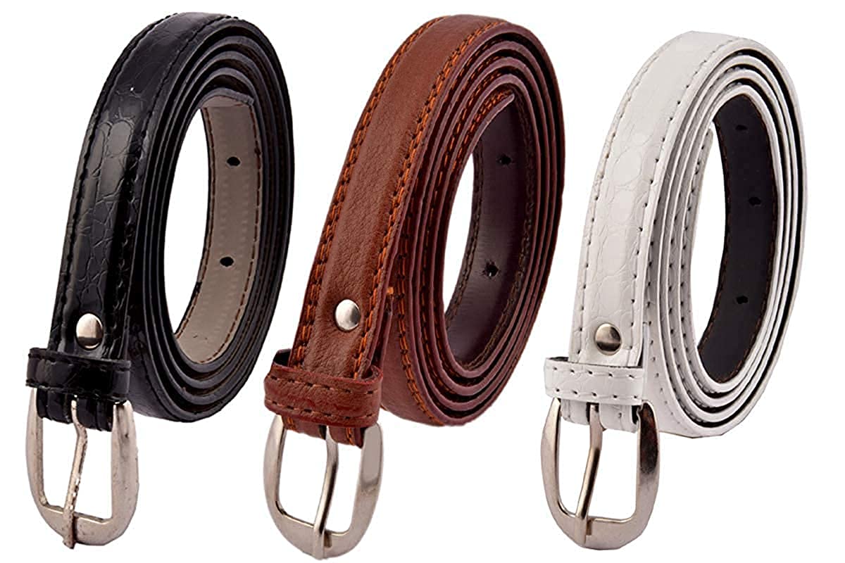 Women's,Ladies's,Girl's Belt For Jeans, Women's Belt for Dresses Casual/Formal Combo Black Brown White Belt Pack of 3 Belt Free Size(Fit on Upto 36inch Waist-image-23