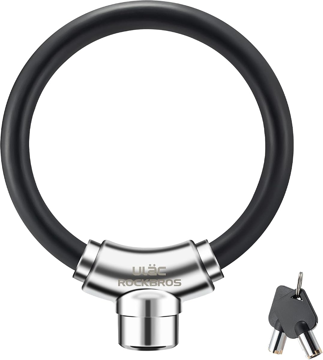 Anti-Theft Bike Cable Lock, Black, Portable, Key Lock, Rustproof | 7-Pin Zinc Alloy Core, 11.8" Unfolded, One-Press Locking, Multi-Section Interlocking, for Bike/Gate/Fence/Grill