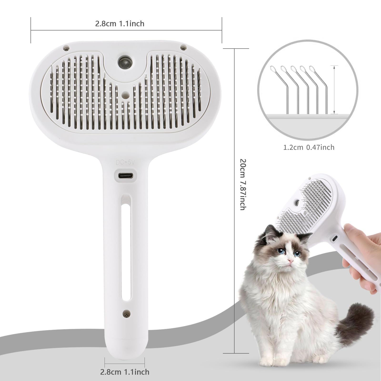 Pet Spray Hair Removal Comb 3-in-1 Cat Steam Brush Water Spray
