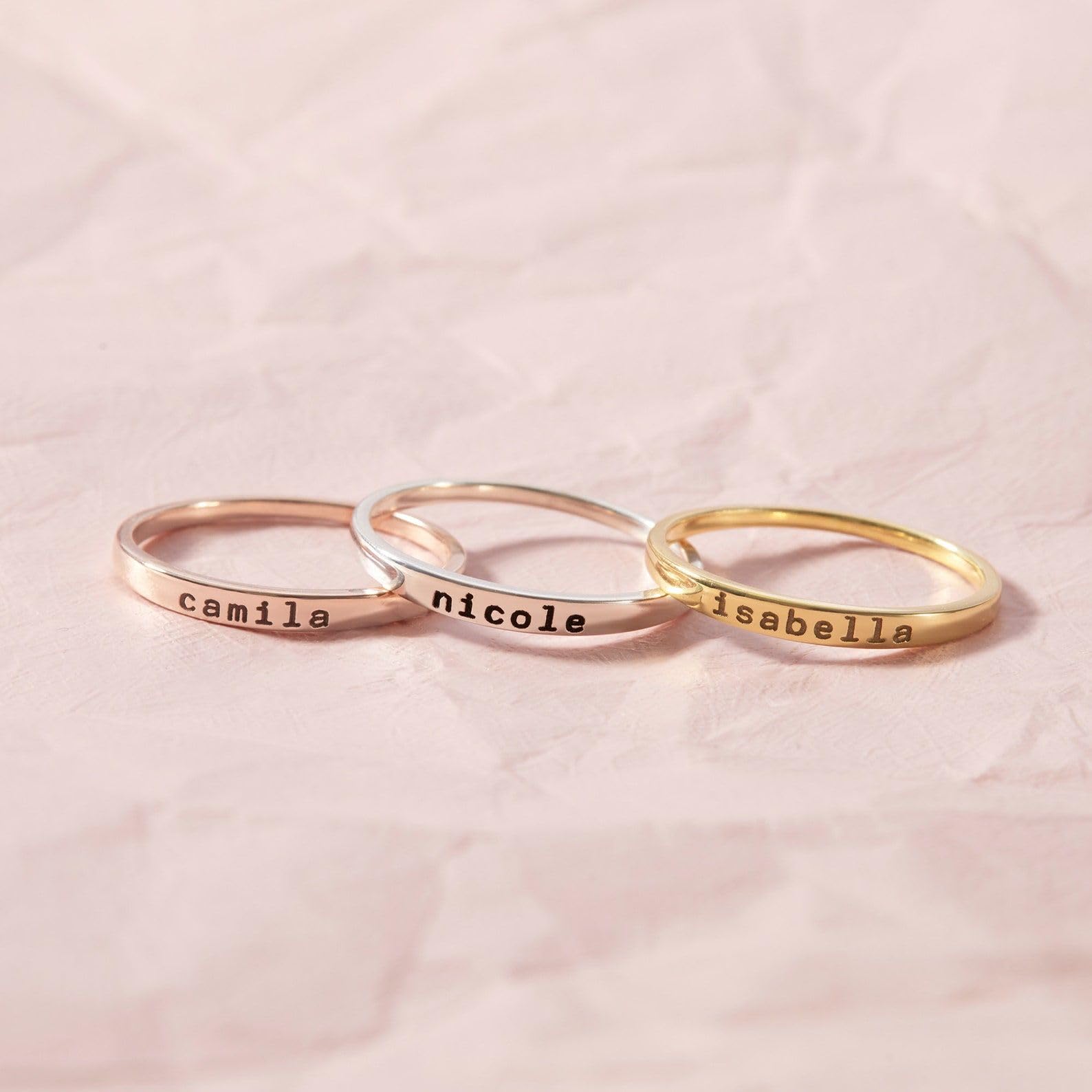 Stapelbar Mama Ringe, Mütter Schmuck, dünn Namensring filigran Mama Ring Muttertag Weihnachten Geburtstag Jahrestag Babyparty