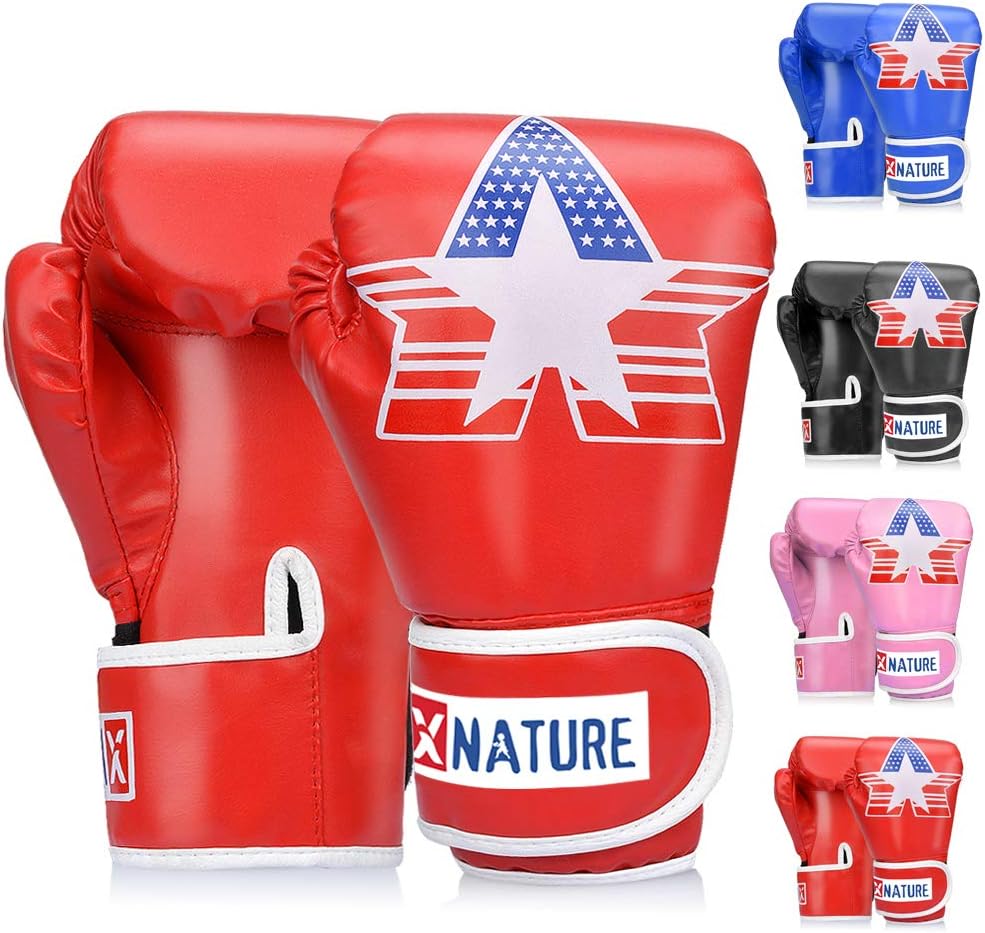 Xnature120ml PU Kids Boxing Gloves Children Cartoon MMA Sparring Dajn Training Gloves Age 5-10 Years