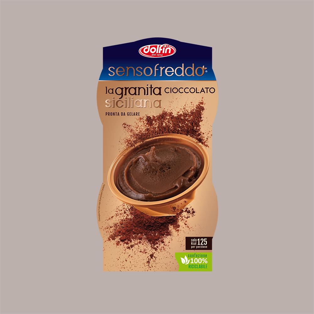 Granita Siciliana Gusto Cioccolato Senso Freddo Pronta da Gelare Dolfin, 12 Pz da 100 ml