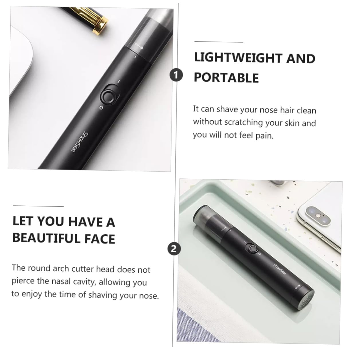 WOFASHPURET Nose Hair Trimmer Women Men Abs Material Double-Edged Safety Noise- Easy Cleaning Compact Design