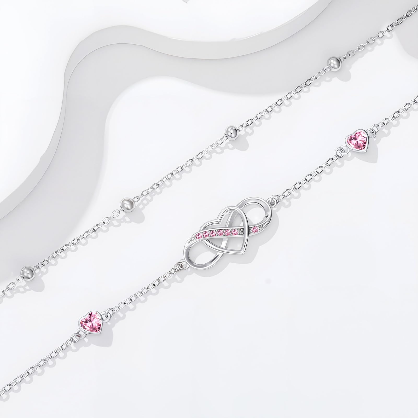 Cavigliera da donna in argento Sterling 925, con doppio simbolo dell'infinito, impermeabile, gioiello estivo, regalo di anniversario o compleanno per lei