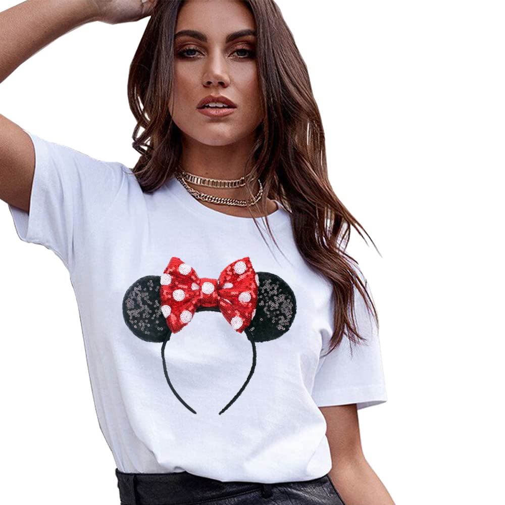 Cute T Shirt Women Summer White Short Sleeve Tops Clothes（White，Small）