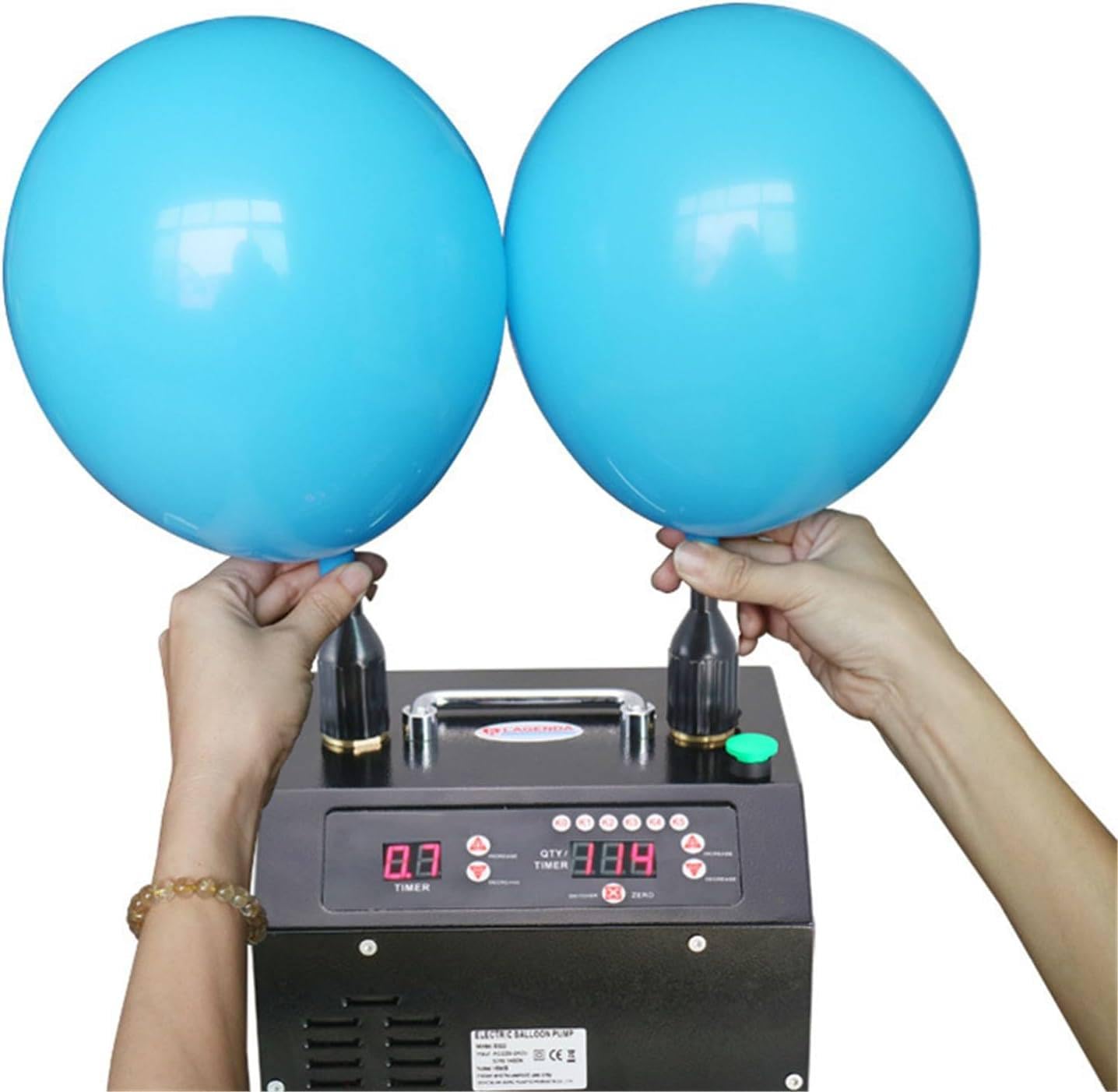 Elektryczna pompka do balonów z podwójną dyszą i pedałem nożnym, dmuchawa do nadmuchiwania 1400 W, do dekoracji imprezowych i ślubnych, szybkie i wydajne pompowanie balonów