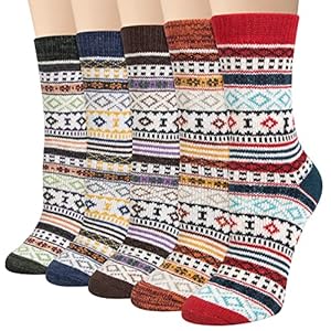 YSense Snug 5 Pares Calcetines Térmicos Mujer, Calcetines de Lana Cálidos para Mujer, Calcetines de Lana para Mujer, Multicolor