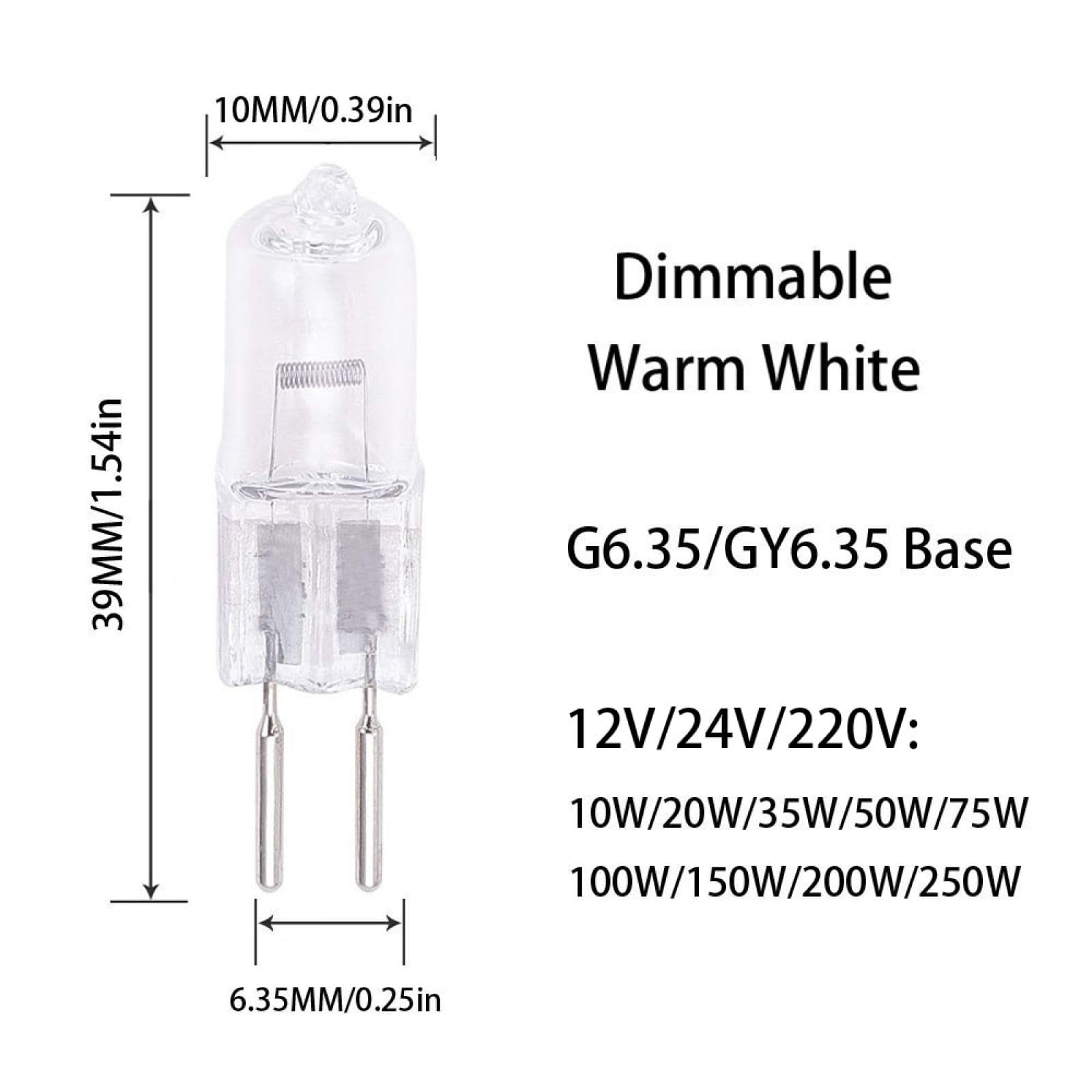 Halogenlampen GY6.35 50W 24V Halogen Leuchtmittel G6.35 100W 12V Kapsel 2 Pin Glühbirne GY6.35 220V 35W JC Typ Klarglas Linsenkapsel lampen Warmweiß 20PCS 220V-15