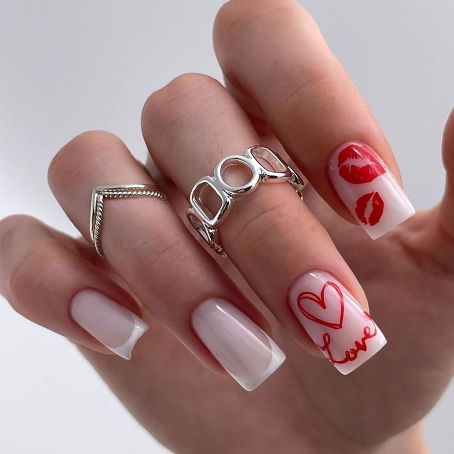 Amazon.com: Valentine's Day Press on Nails Medium Length Love