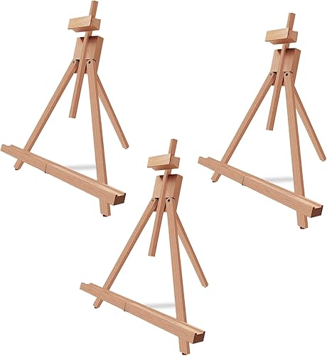 Miratuso Art Easel 3 Pack A-Frame Painting Easel, Wood Display Stand Holding Canvas Up to 21" High, Portable Tabletop Easel and Sign Holder, Folding