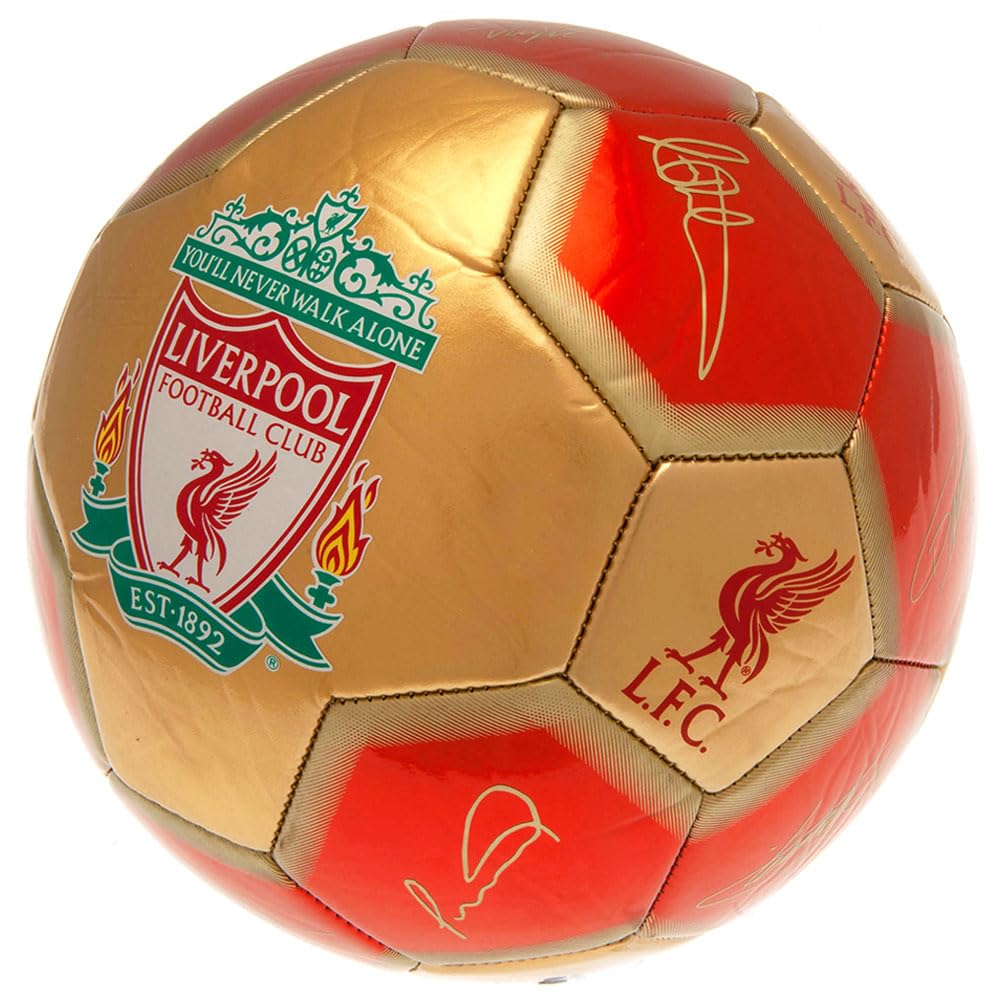 Hy-Pro Officially Licensed Liverpool F.C. Signature Football | Size 5, Training, Match, Merchandise, Collectible For Kids and Adults, Red/White