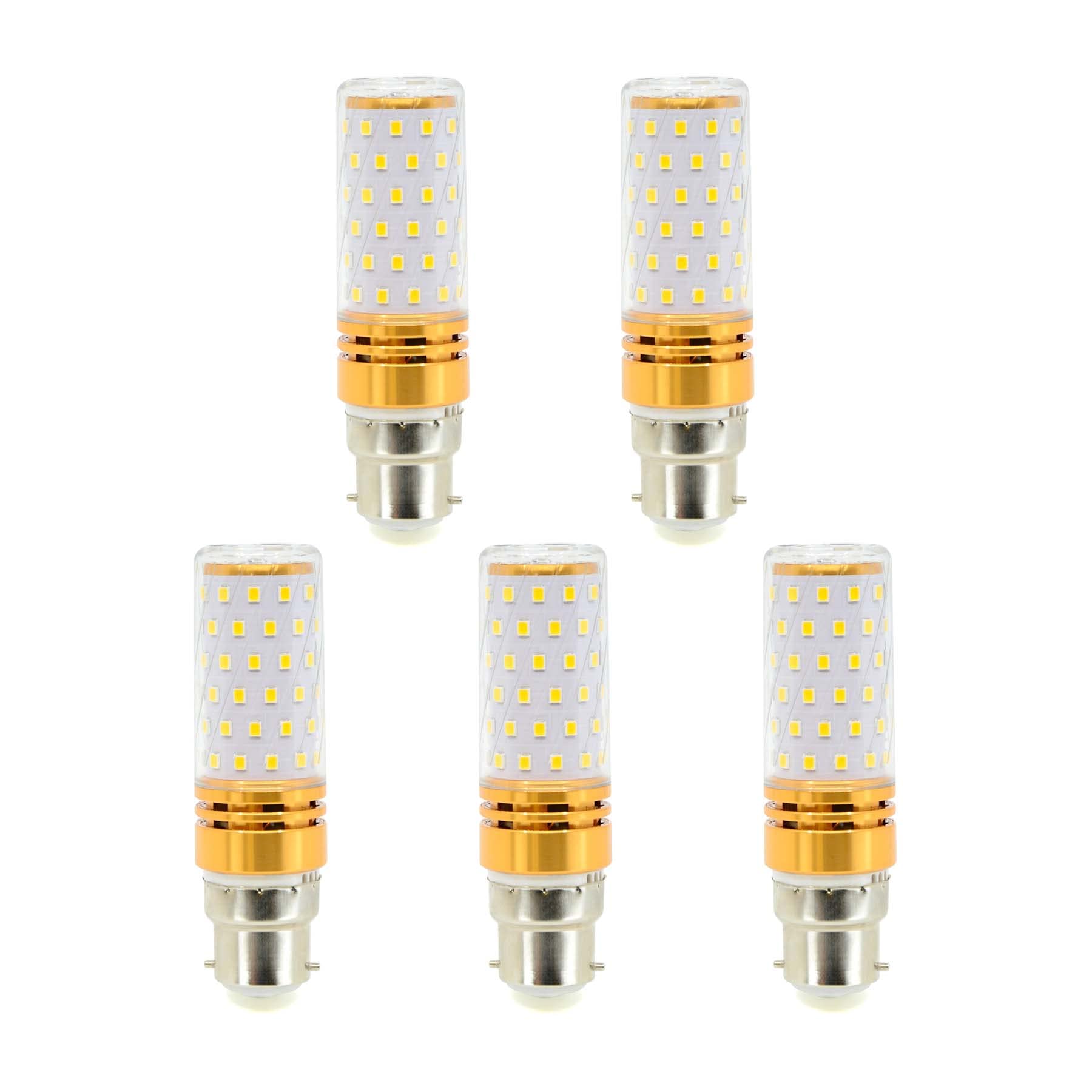 G.W.S® B22 Bayonet LED Corn Bulb, 16W 2016Lms Neutral White 4000K, 360° Beam Angle, Pack of 5