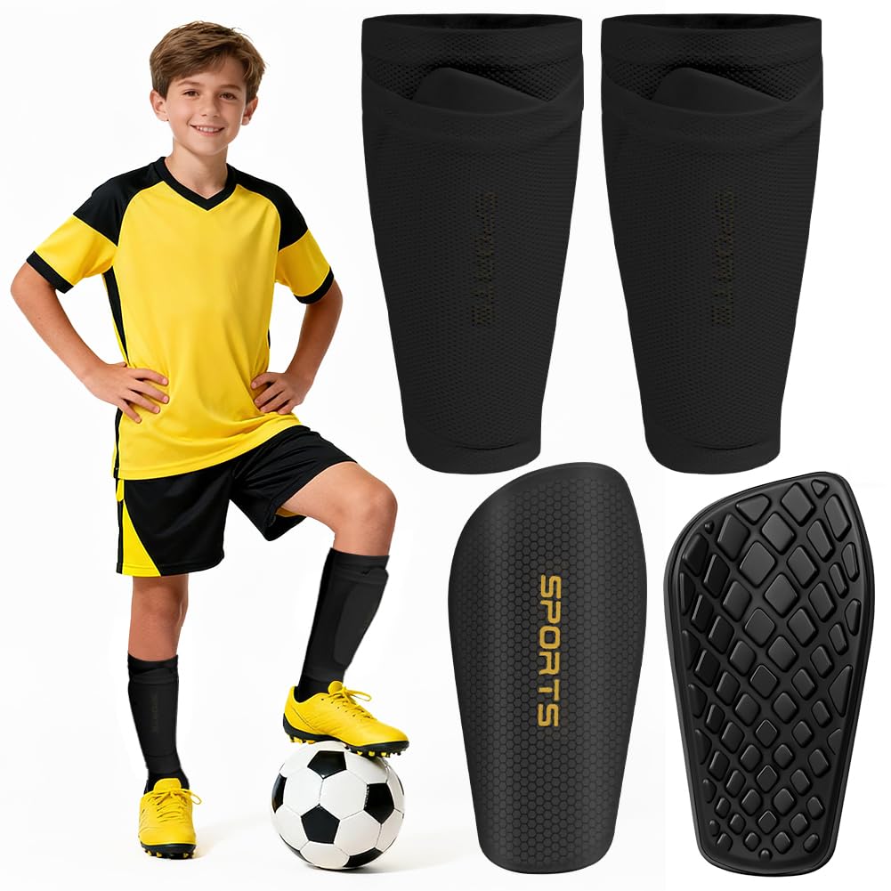 DiULi Espinilleras Futbol Niño, Espinilleras Pequeñas, Sujeta espinilleras de Fútbol, Medias y Calcetines con Bolsillo para Caneleiras Futbol Criança, Protección Total