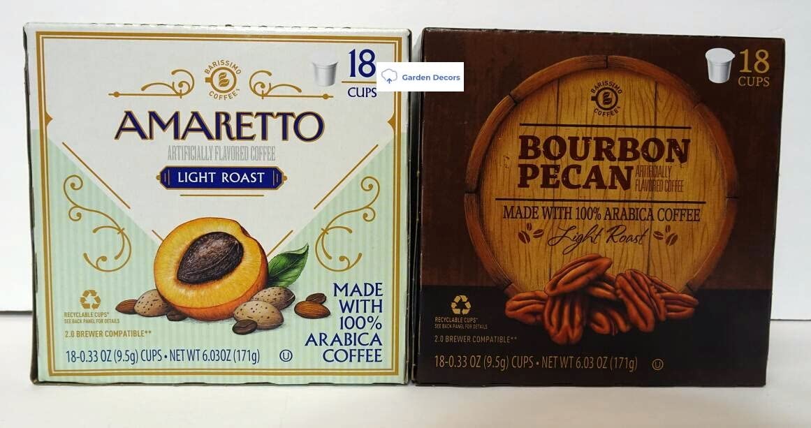 Barissimo Coffee Light Roast Amaretto and Bourbon Pecan 6.03oz 171g (Two Boxes)