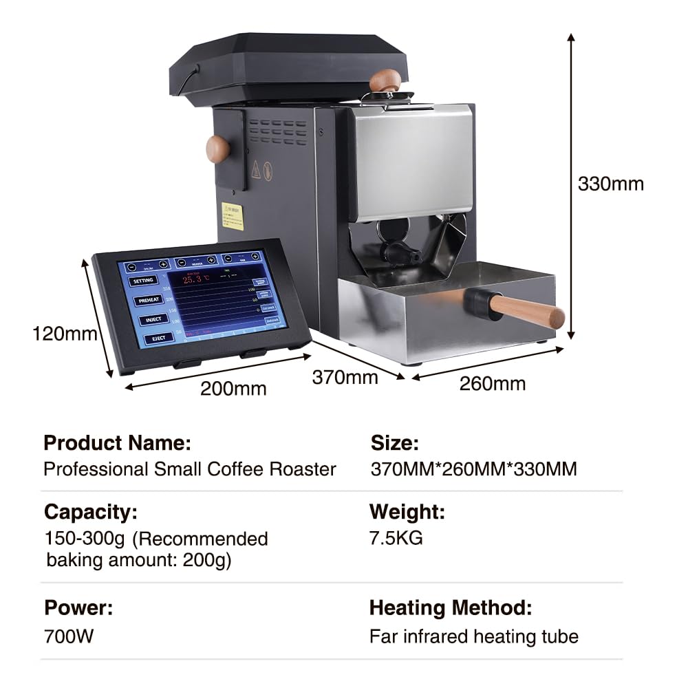 Professionelle Kaffeeröster, 200g Kleiner Version, Kaffeebohnen Röstmaschine, Integriertes Röstsystem, Auch für Artisan