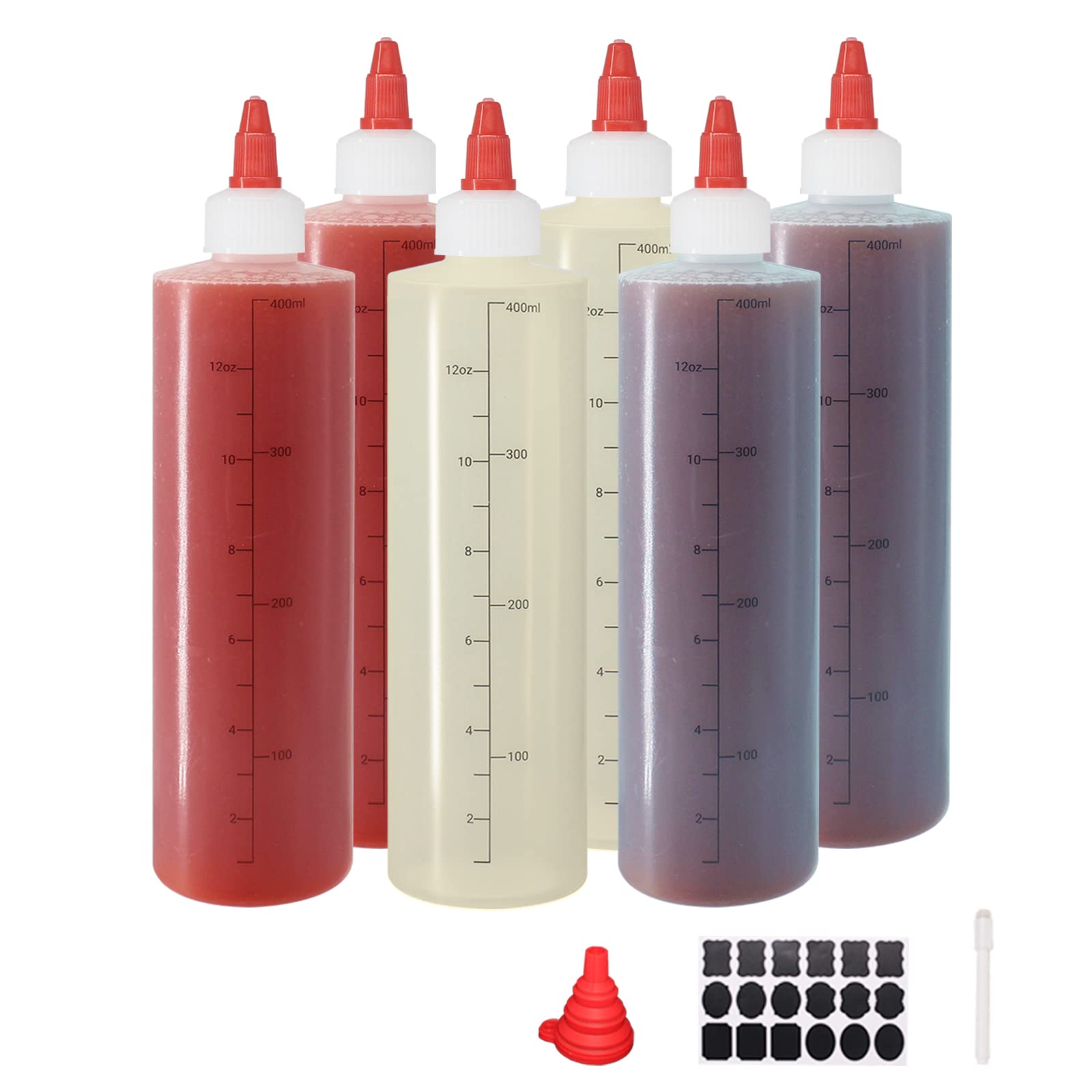 Buy Belinlen 6 Pack 12 oz Graduated Plastic Squeeze Squirt Condiment