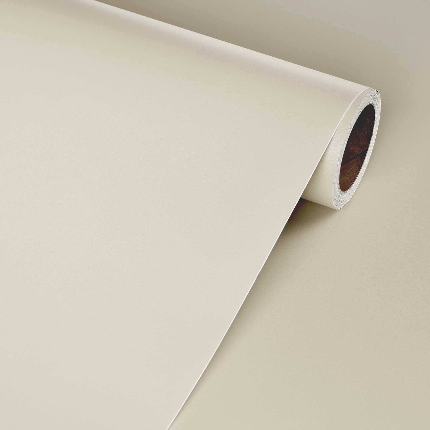 Livelynine Papier Adhésif pour Meuble Beige Mat Vinyle 40cm x 2m Imperméable Rouleau Décoratif
