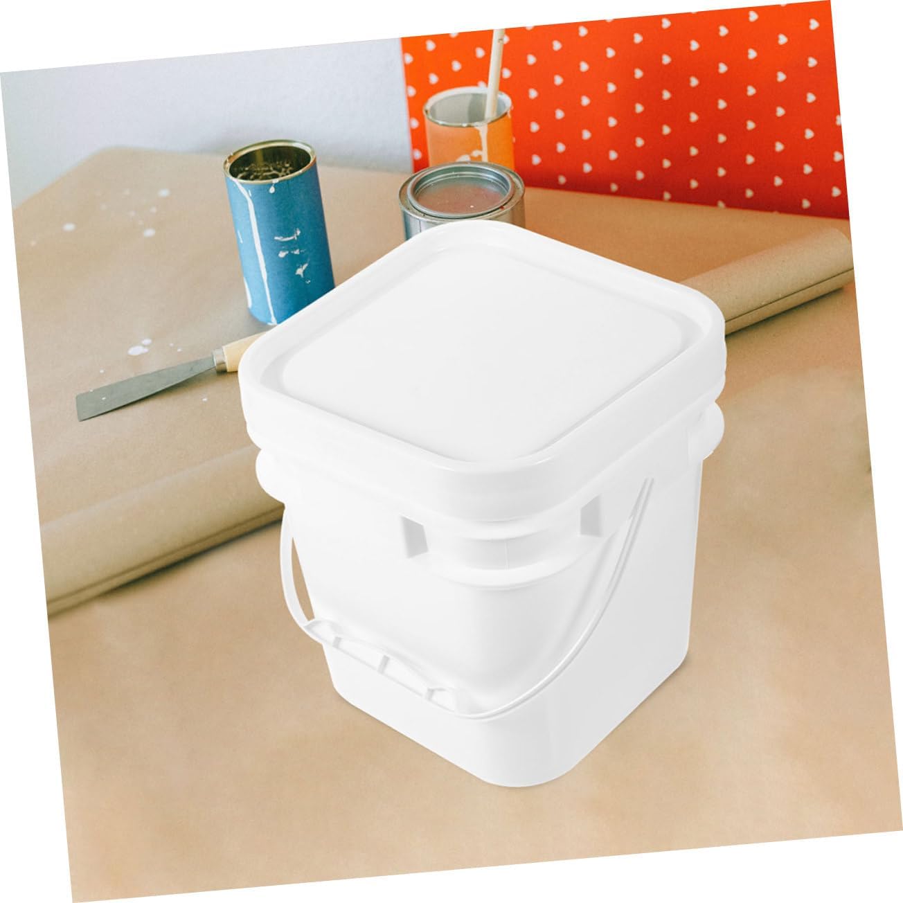 2pcs Paint Pail Plastic Lid Square Buckets for Paint Storage Plastic Bucket for Outdoor