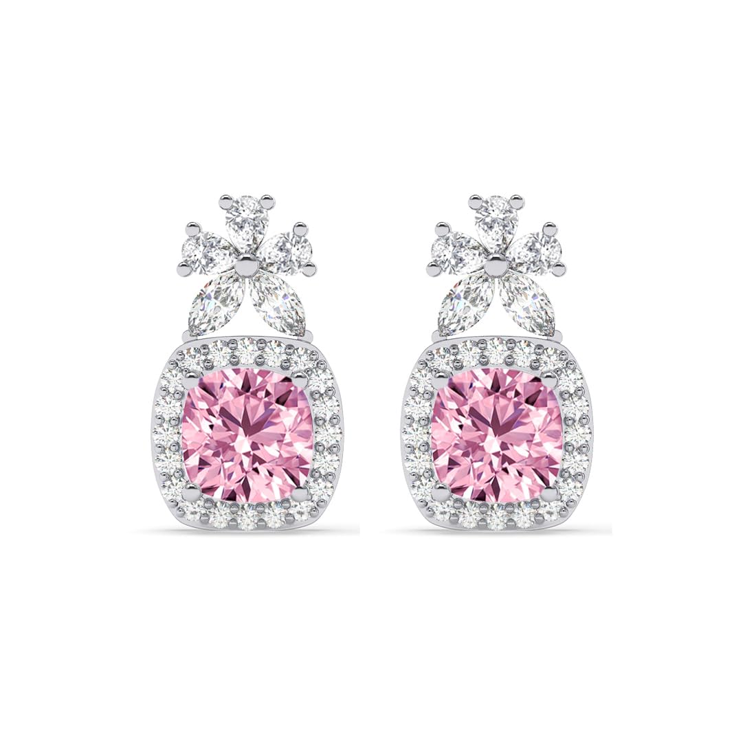 CLARA 925 Sterling Silver Nera Pink Cushion Solitaire Dangle Drop Earrings | Platinum Plated, Swiss Zirconia |Gift for Women and Girls (B0DFMHPFJH) Amazon Price History, Amazon Price Tracker