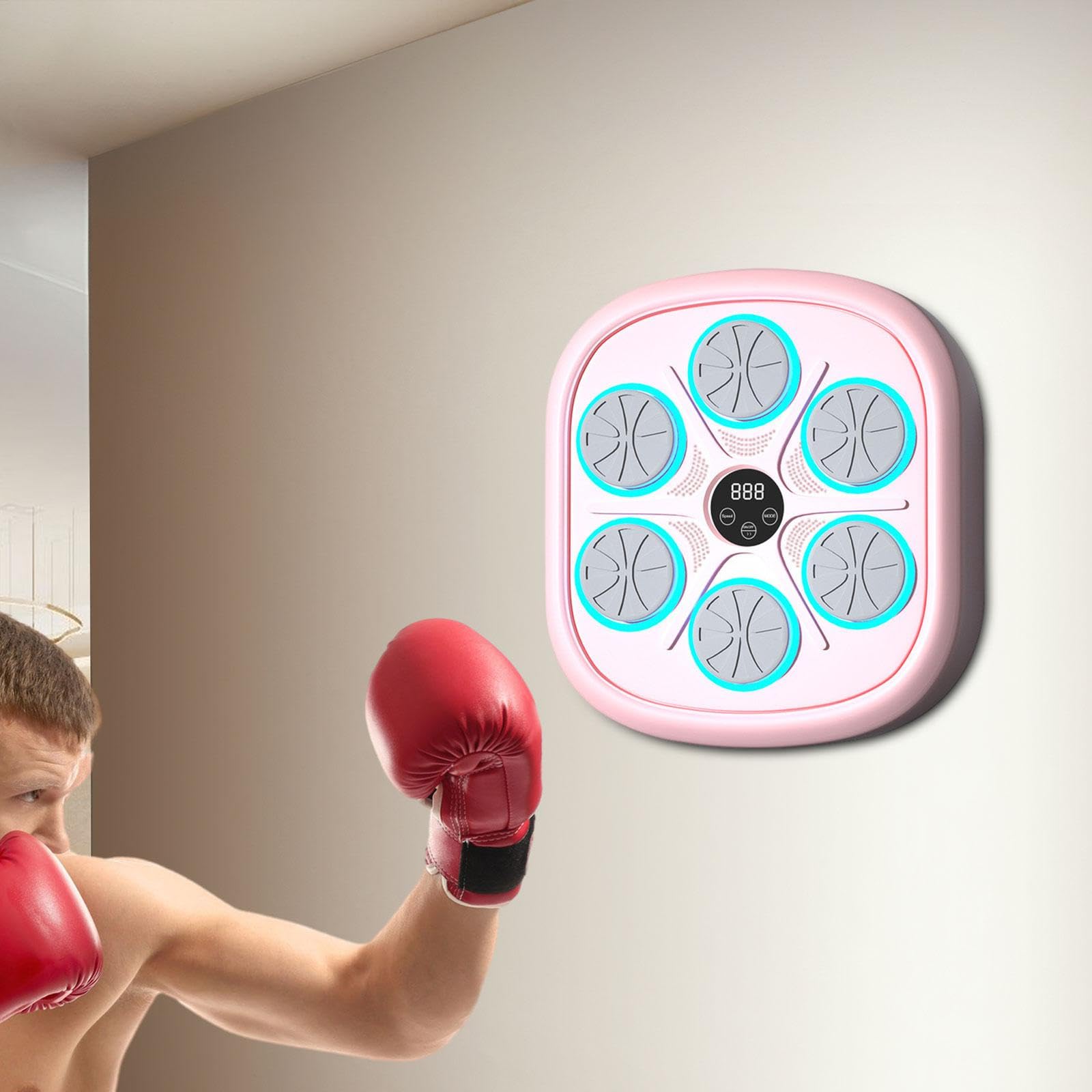 Music Boxing Machine Entrenador Electrónico Pad de Boxeo Musical Dispositivo Portátil con Luces Tabla de Golpeo Ajustable para Entrenamiento Físico Ad