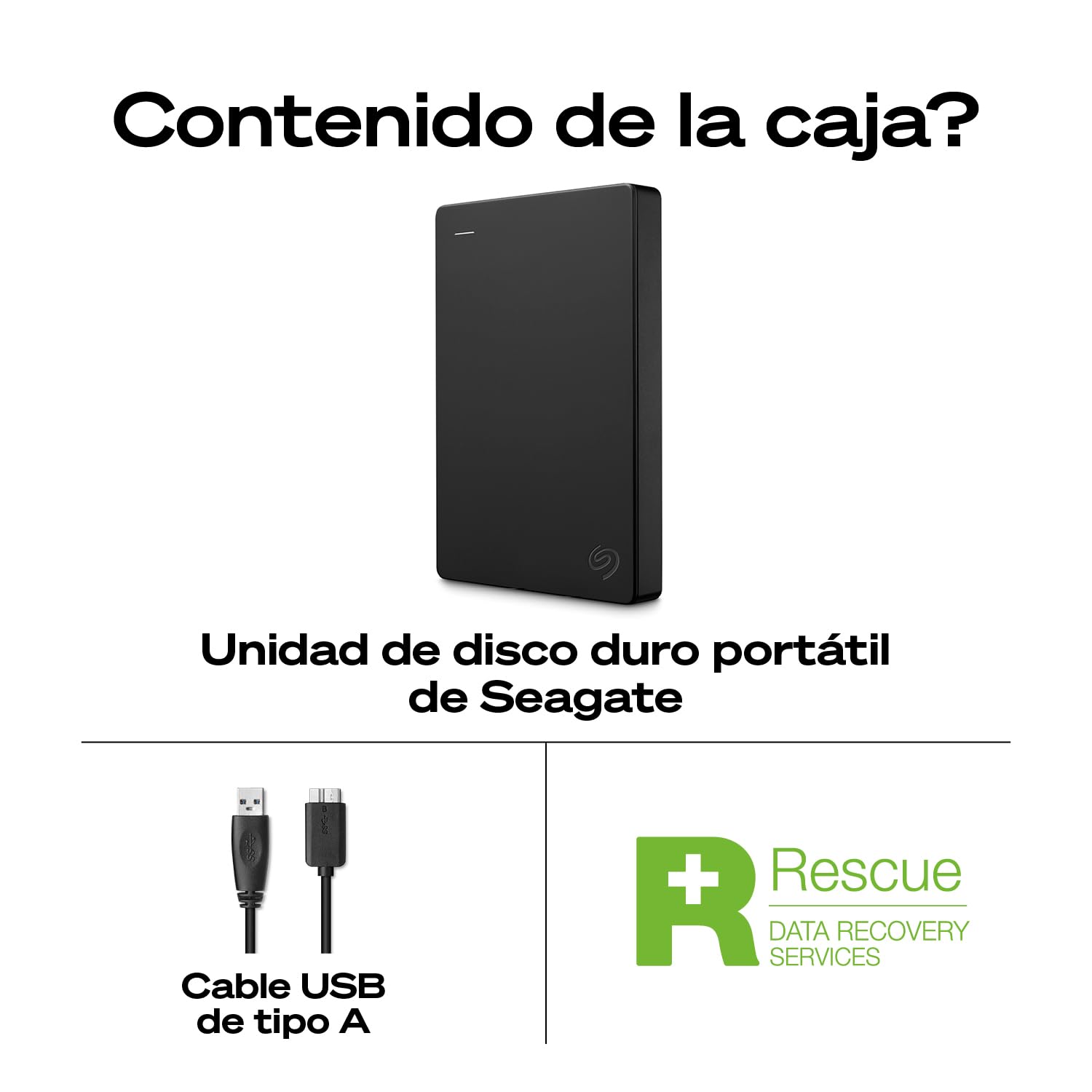 Seagate 2TB Disco Duro Portátil | USB 3.0 (STGX2000400) | Almacenamiento HDD diario. Copia de seguridad plug-and-play. Windows & macOS. Prueba Adobe CC. Garantía 2 años + Rescue