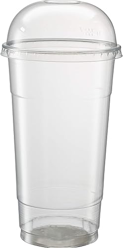 Miniatura 8 de 50 juegos de 32 onzas Vasos de plástico PET transparente con tapas de cúpula para café helado, batido, bebidas frías, tazas de granizado, batidos,