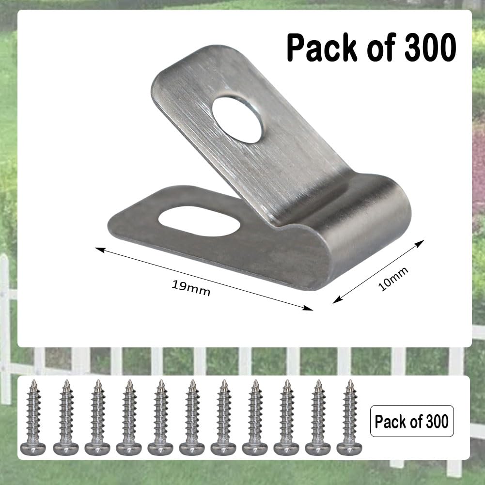 Abrazaderas de alambre para valla clips de alambre de acero inoxidable con tornillos abrazaderas de fijación para valla de agricultura abrazaderas para valla metalica valla de madera (300 Piezas)