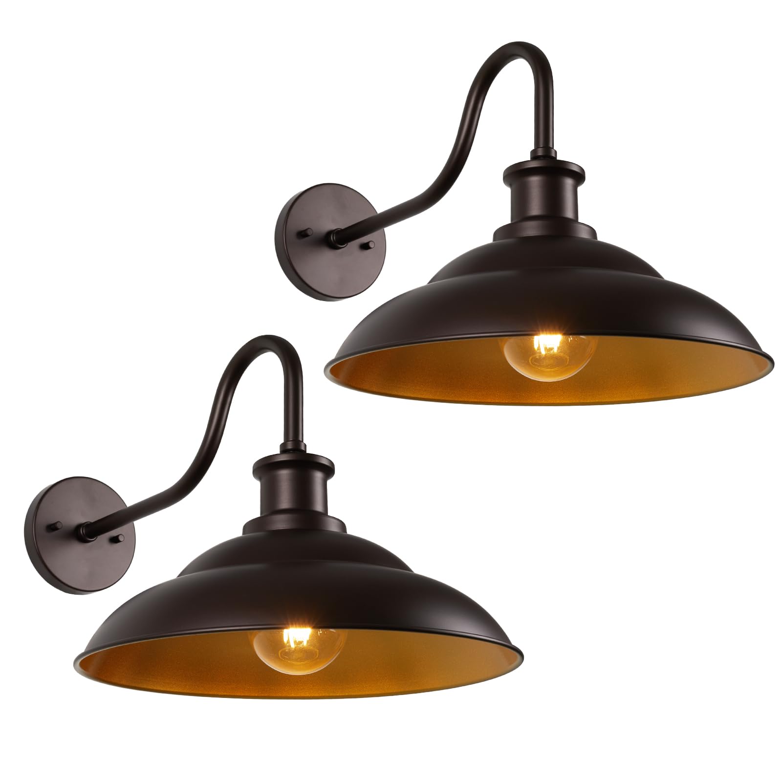 Goosebrite Outdoor Barn Light Fixtures, 16 Inch Dome Large Wall Sconces, Farmhouse Exterior Wall Mount Lights for House Garage Patio Doorway, Oil