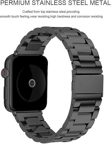 Miniatura 2 de Correa de acero inoxidable compatible con Apple Watch de 1.65"1.73"1.77" (424445 mm), cierre de hebilla de metal, para Series 7654321 Sports Edition