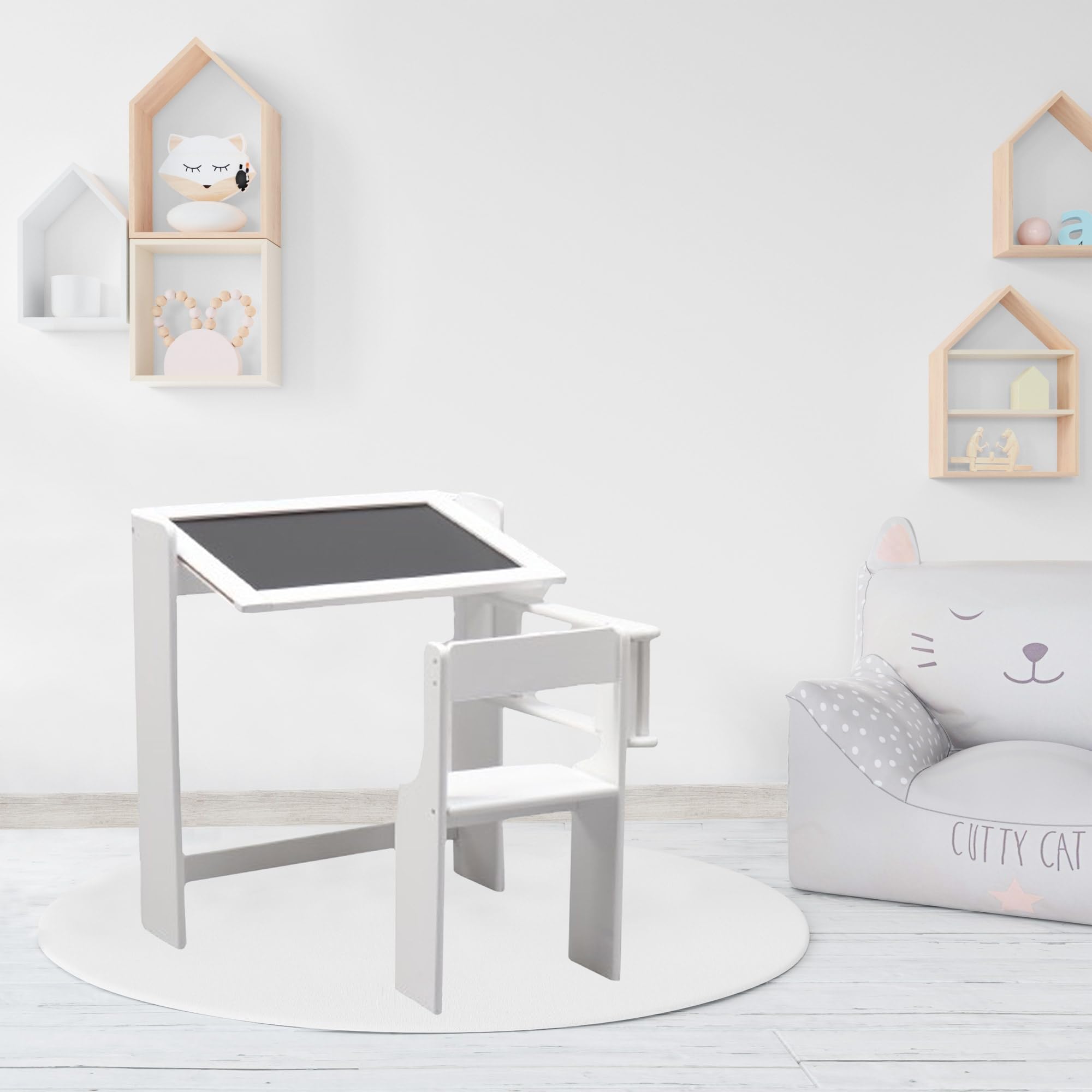 WELL HOME MOBILIARIO & DECORACIÓN Pupitre Pizarra Plegable Color Blanco, 67x68x65