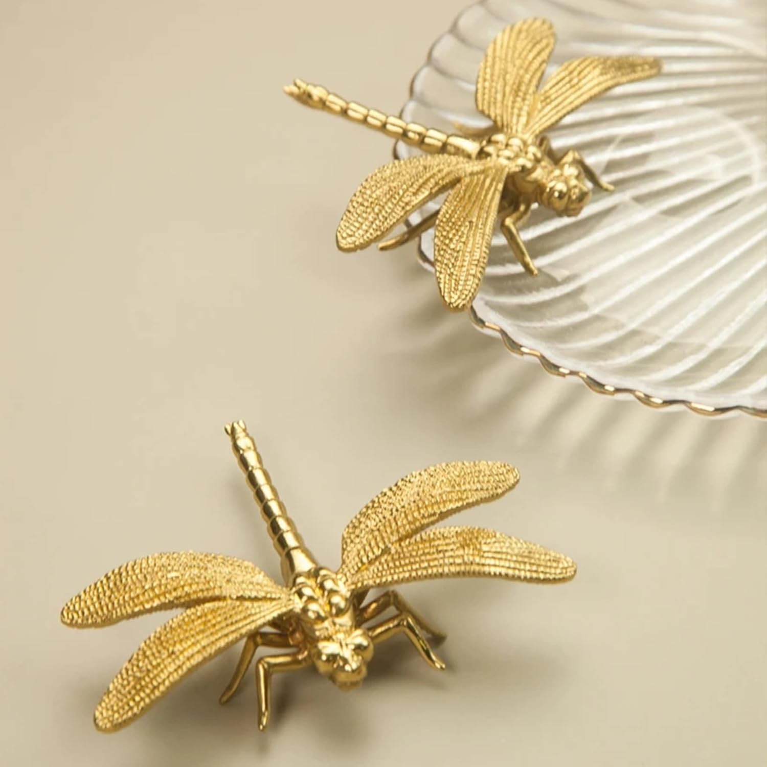 MFYS Silver Plated Brass Dragonfly Handle Gold Knobs Drawer Pulls Wine Door