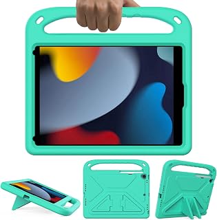 GOZOPO Kids Case for iPad 9th Generation, (9th / 8th / 7th Generation, iPad 9/8/7-10.2 Inch 2021/2020 / 2019 Model) - Lightweight & Shockproof Handle Stand Case (Glacier)