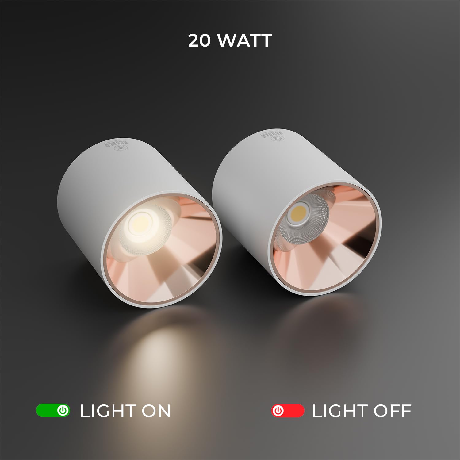 Harold Electricals 12 Watt White Body Antiglare LED Round Cylinderical Surface COB Spotlight | Ceiling Downlight for Home, Office, Indoor & Outdoor- Rose Gold Reflector (Cool White) (Pack of 1) 2