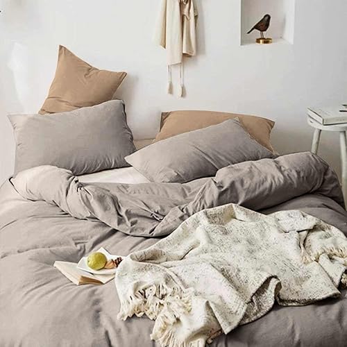 Miniatura 3 de ETDIFFE Edredón de tamaño Queen, juego de ropa de cama y colección suave de 3 piezas, color gris pardo, ligero, para todas las estaciones, edredón
