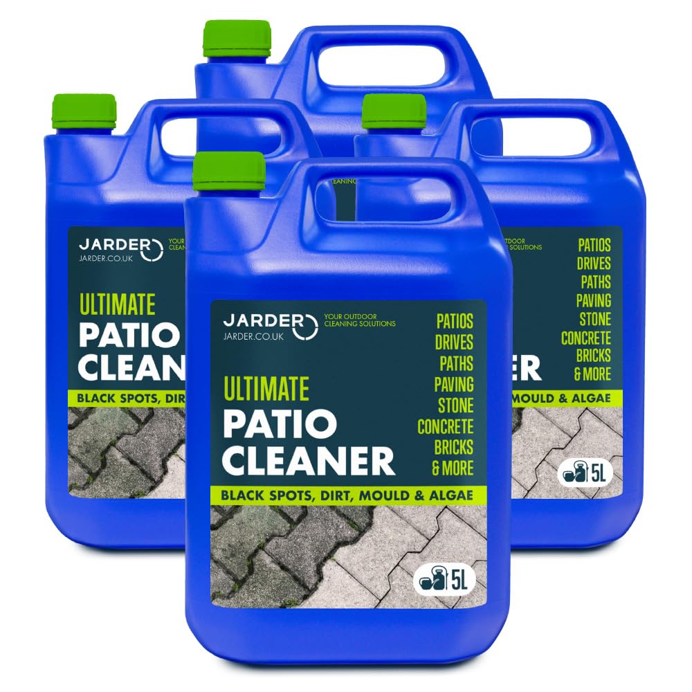 Jarder Ultimate Patio Cleaner for Stone, Sandstone, Paths, Steps, Block Paving, Concrete Flags and More 4 x 5L - Cleans Dirt, Black Spots and Grime - Restores Colour