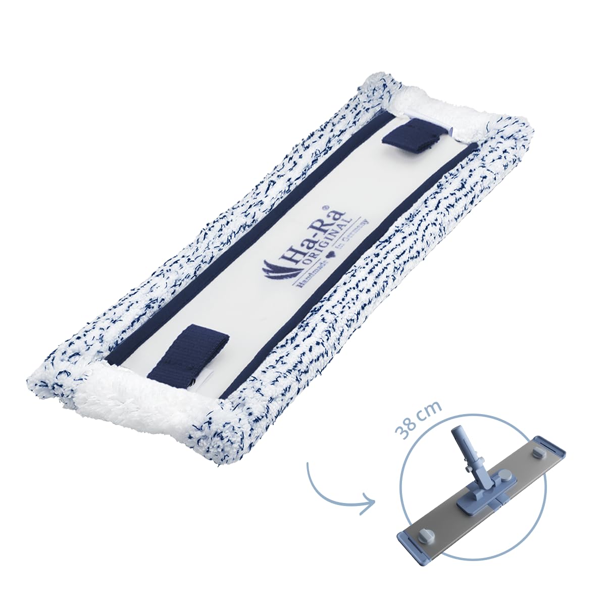 Ha-Ra Panno per pulizia pavimenti Mach 6 per ERA 38 cm, durevole per la pulizia di pavimenti e pareti, rivestimento per mocio in 100% microfibra di poliestere, lavabile e assorbente