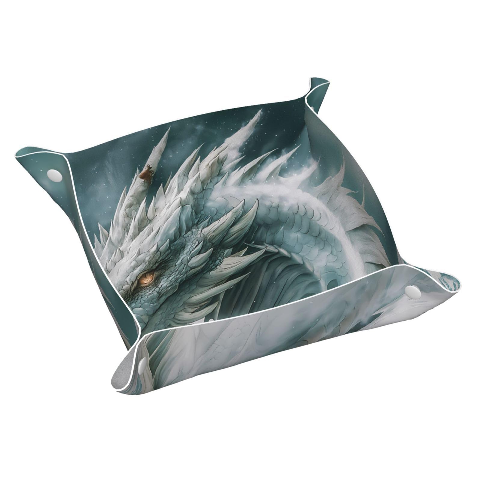 HLBSDM Majestic Wniter Dragon Tray Men's Leather Valet Parking Portable Entrance Trays Bedside Storage Box