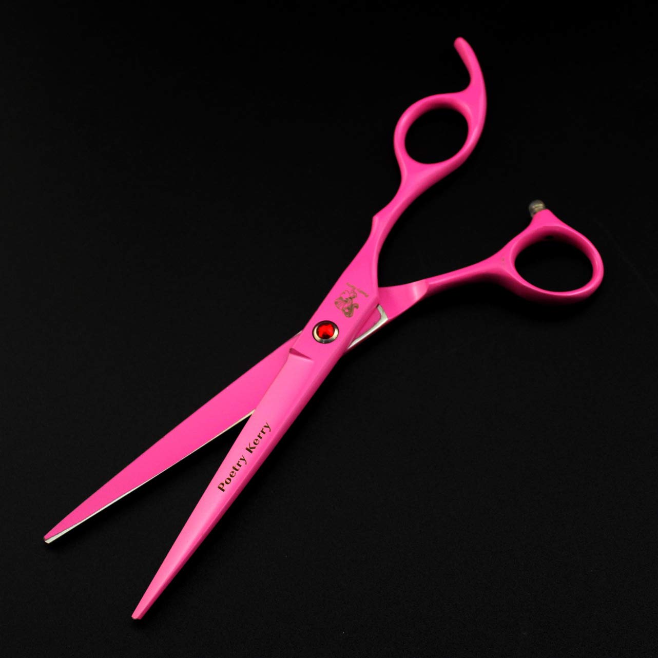 7 pulgadas Japón 440C material doble mango tijeras de peluquería para mascotas suministros de peluquería 4 piezas tijeras planas tijeras curvas tijeras finas Set asequible Enviar peine (juego rosa)