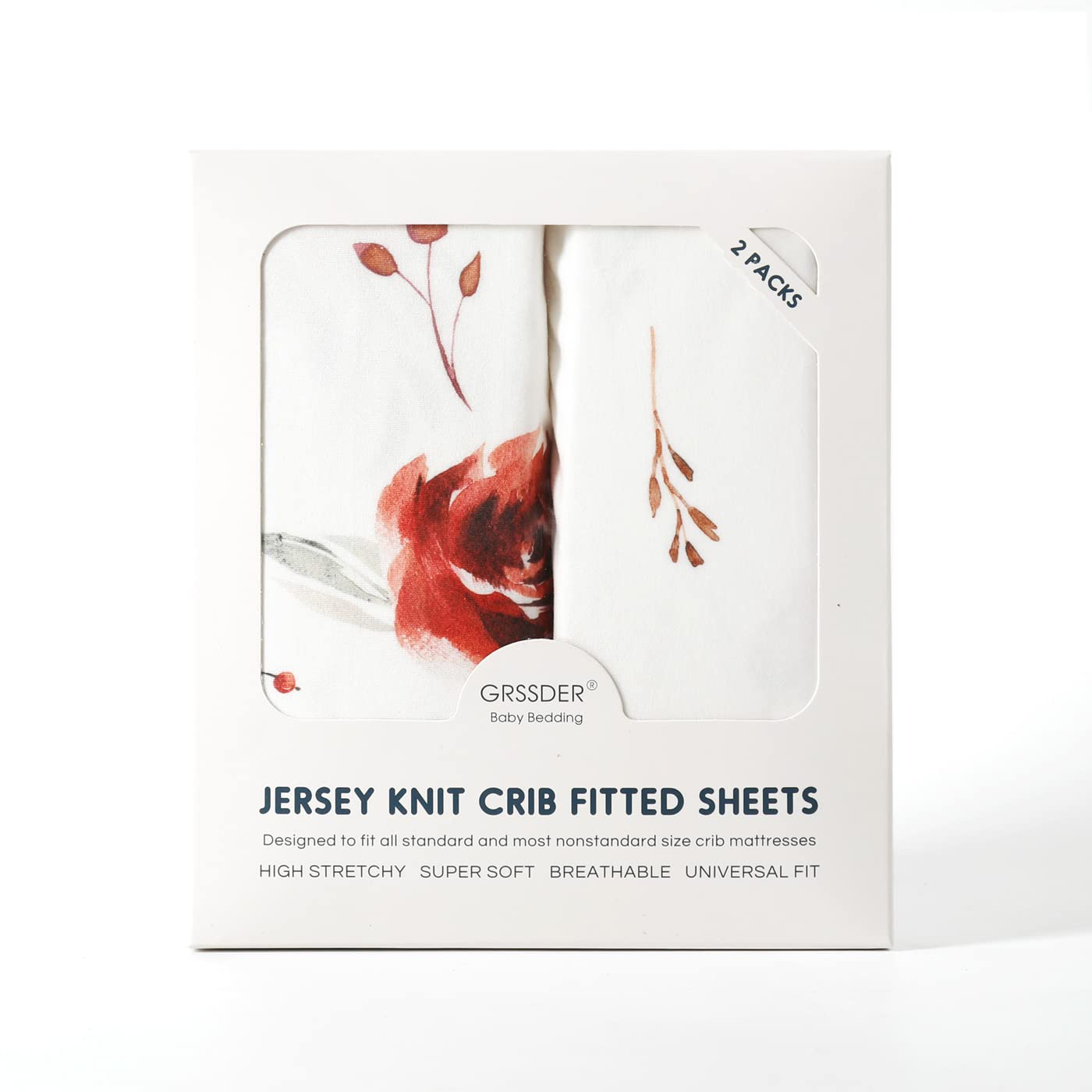 Juego de 2 sábanas bajeras elásticas de punto jersey ultra suave para cuna, se adapta a todos los protectores de colchón estándar de cuna, seguro y cómodo, sábana bajera ajustable para cuna, bonita