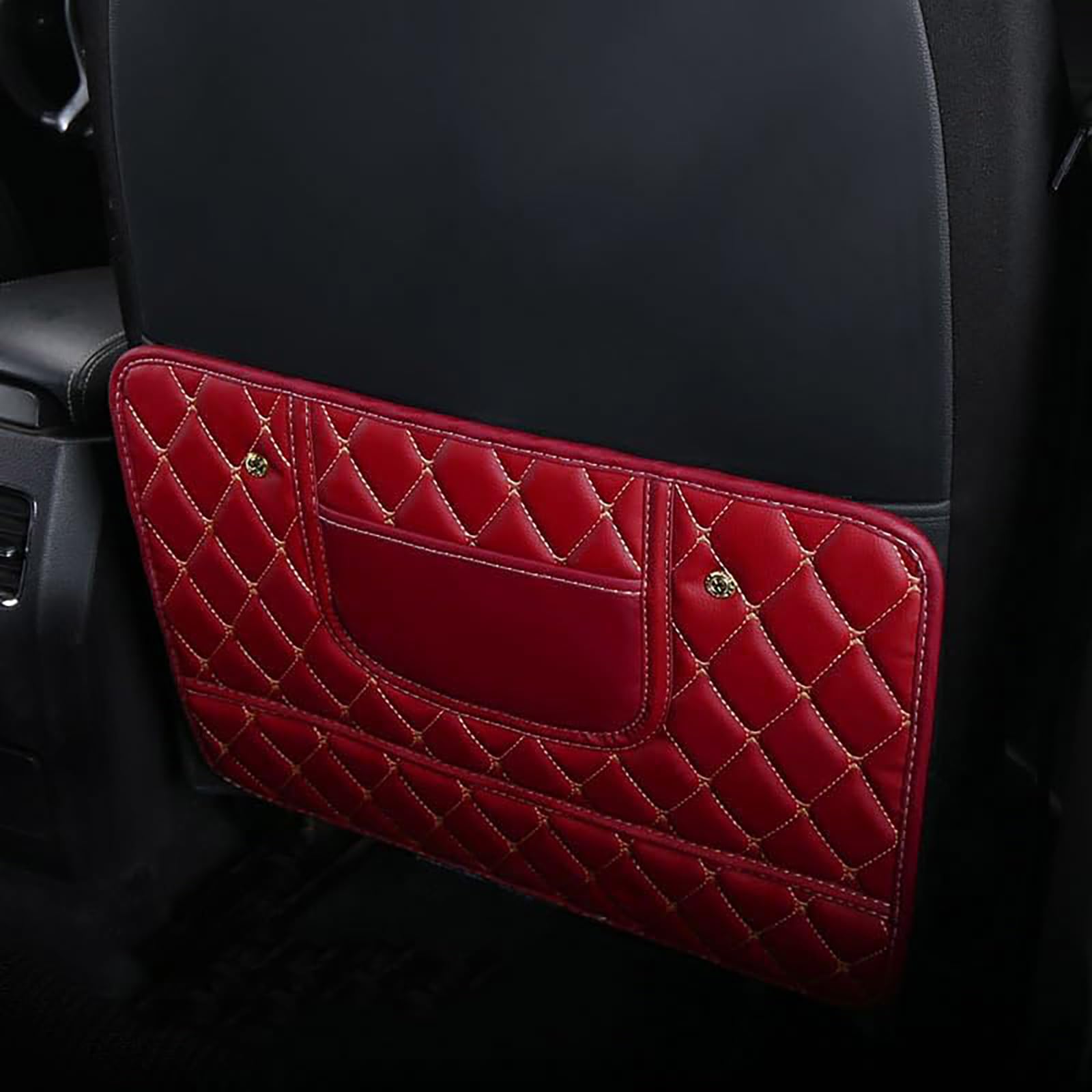 2 Piezas Almohadillas Antipatadas Asiento Coche para Toyota Izoa Vios Prius Reiz, Cuero Respaldo Asiento Trasero Almohadillas Impermeable Protectora Pad Accesorios Interior,C/Red