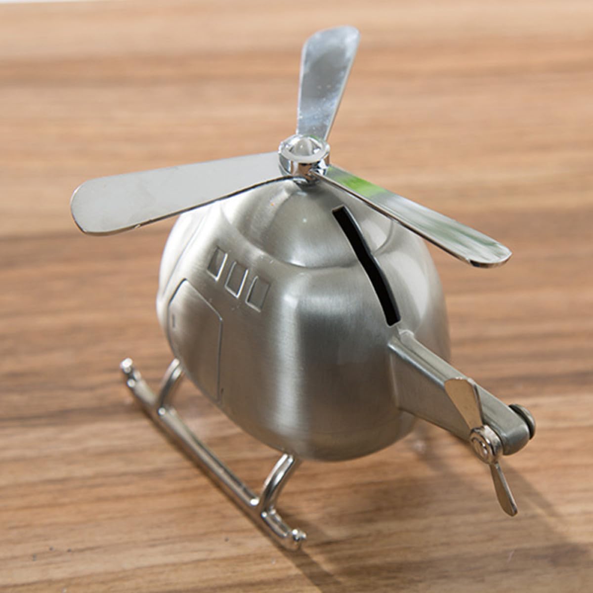 Homoyoyo Tirelire Hélicoptère Argenté en Plastique Mini Taille Boîte à Pièces pour Garçon et Filles et Décoration de Bureau Éducatif pour Économiser de L'argenté Ornement de Bureau Maison