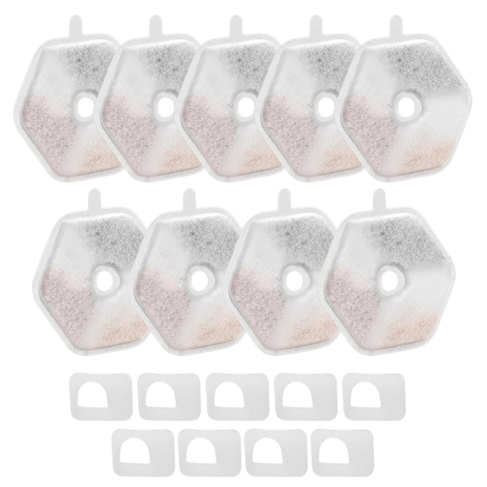 GIONAR oneisall PTM-643 Replacement Filter for 4L Wireless Stainless Steel Cat Fountain, Long-Lasting Premium Cat Drinking Fountain Filter Kit, 9 Filters + 9 Sponges, 9-Piece Set