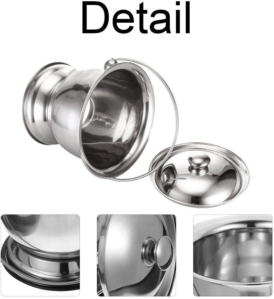 Chamber Pot, Stainless Steel Spittoon with Lid Portable Urine Pots Urine Bedpan Chamber Bottle Potty Pee Bucket to for Elderly, Adults, Kids