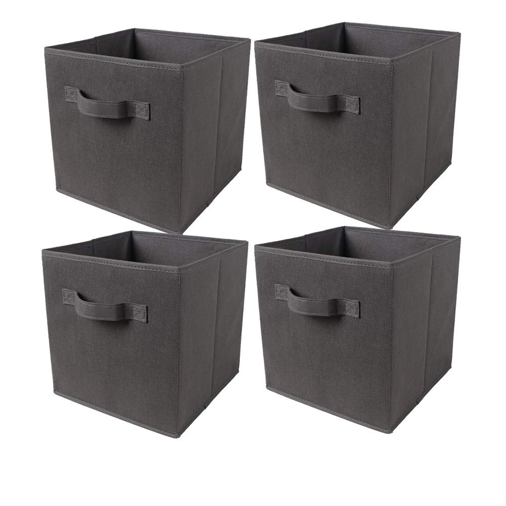 BonChoice Foldable Storage Cubes Boxes with Handle for Home Organization, Fabric Wardrobe Storage Box Organizer Basket Bins for Clothes Toys Towels, Collapsible&Durable (4, Dark Grey) — image 1
