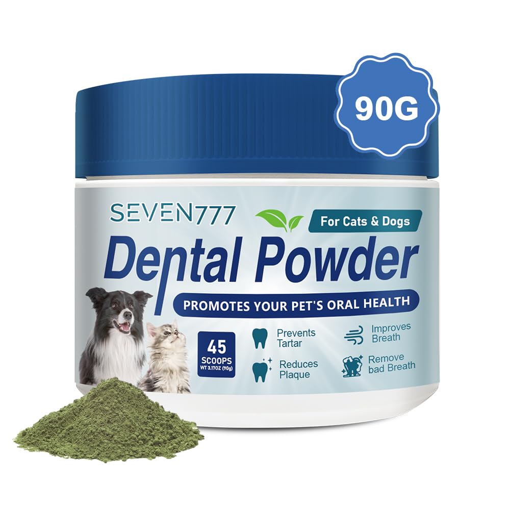 Seven777 Pet Dental Powder,Teeth Cleaning Powder for Dogs and Cats, Plaque &amp; Bad Breath Off,Dental Care Supplies for Small, Medium, Large Dogs and Cats