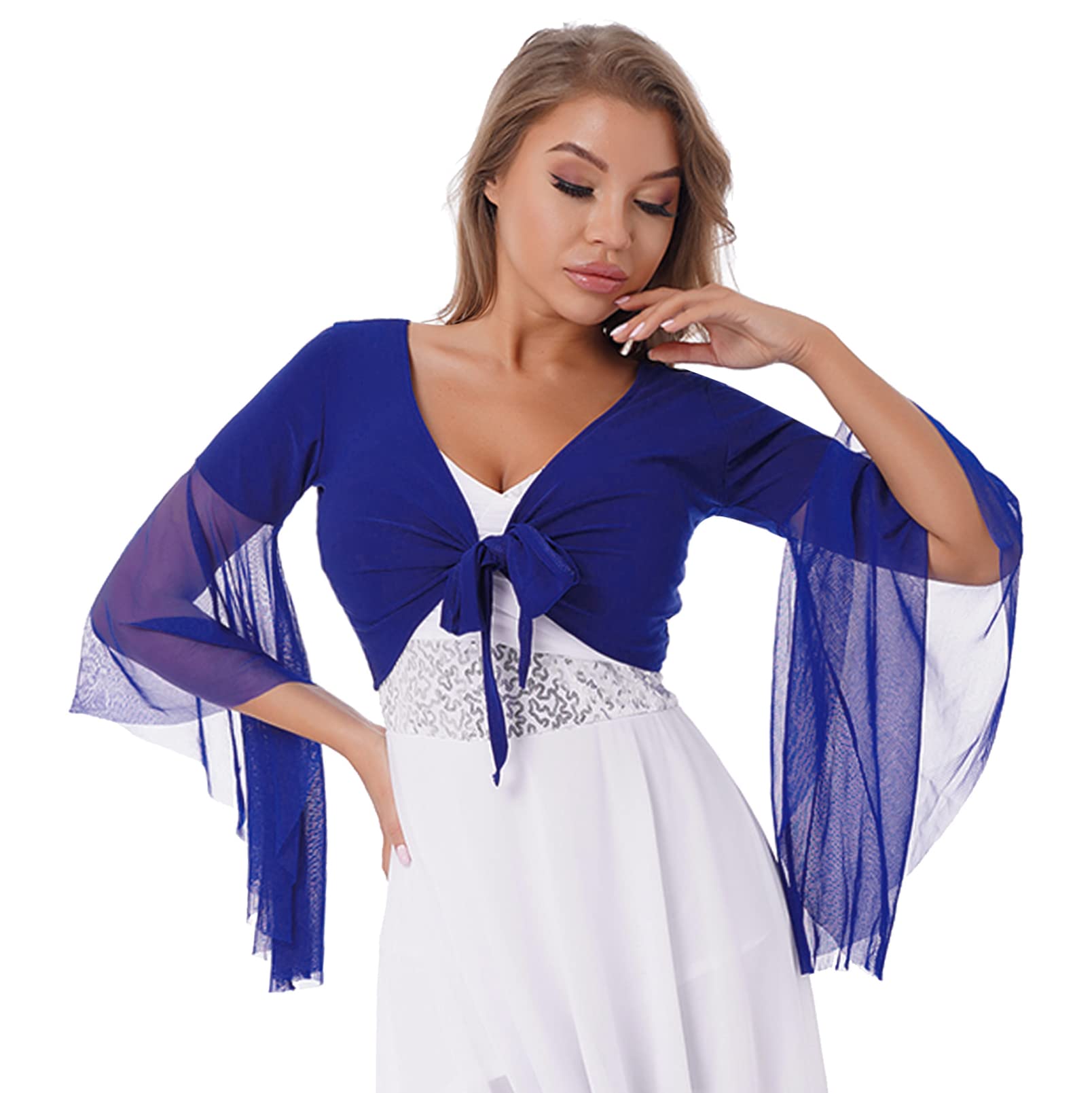 Cardigan Danza Del Ventre Con Maniche Svasate - Top Elegante Per Ballo Latino E Balletto
