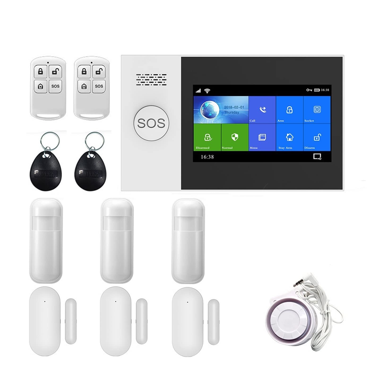 de Alarma de Seguridad for el hogar inalámbrico gsm, Detector de Humo, Alarma antirrobo con Sensor de Movimiento for la aplicación Tuya, Alarma for el hogar,Protección Antirrobo(E)