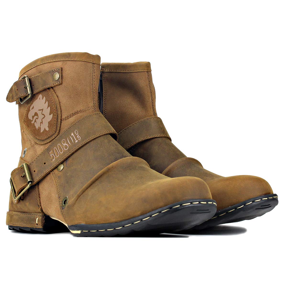 osstone Moto Botte Hommes Rivet Boot Bottes Vintage Cheville Hiver Boot Casual Cowboy Chaussures OZ-5008-1