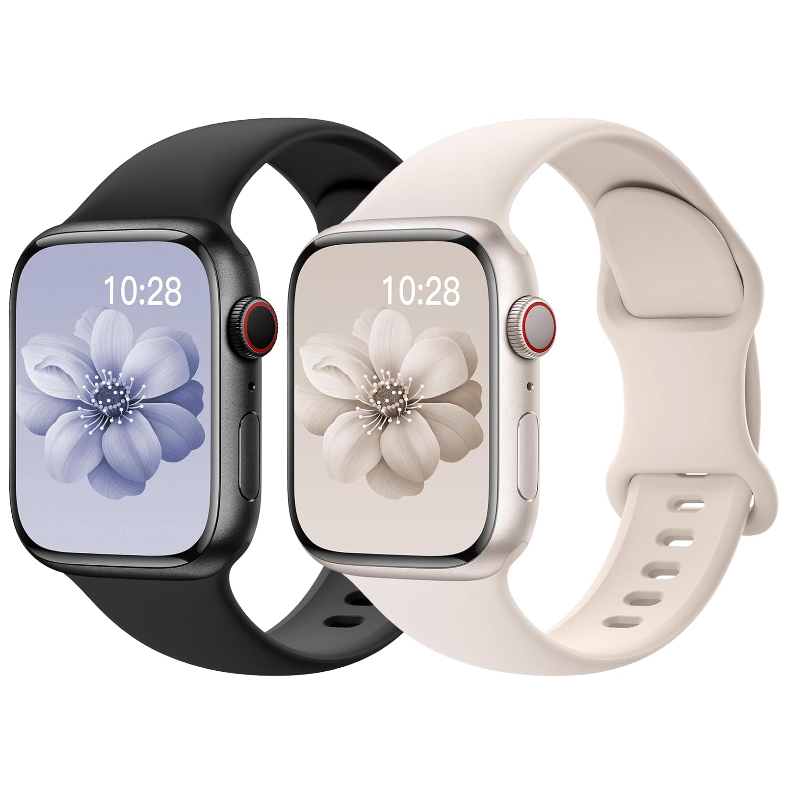 Yoohoo 2 Stück Silikon Armband kompatibel mit Apple Watch 40mm 41mm 42mm 44mm 45mm 46mm 49mm für Damen Herren,Sport Armbänder für iWatch 11 10 9 8 7 6 5 4 3 2 1 Ultra Ultra2 Ultra3 SE 3/2/1